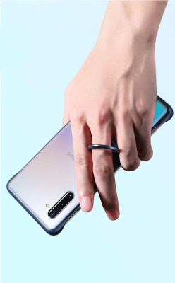 Твърди гърбове Твърди гърбове за Samsung Луксозен твърд гръб ултра тънък прозрачен с ринг за Samsung Galaxy Note 10 N970F син кант